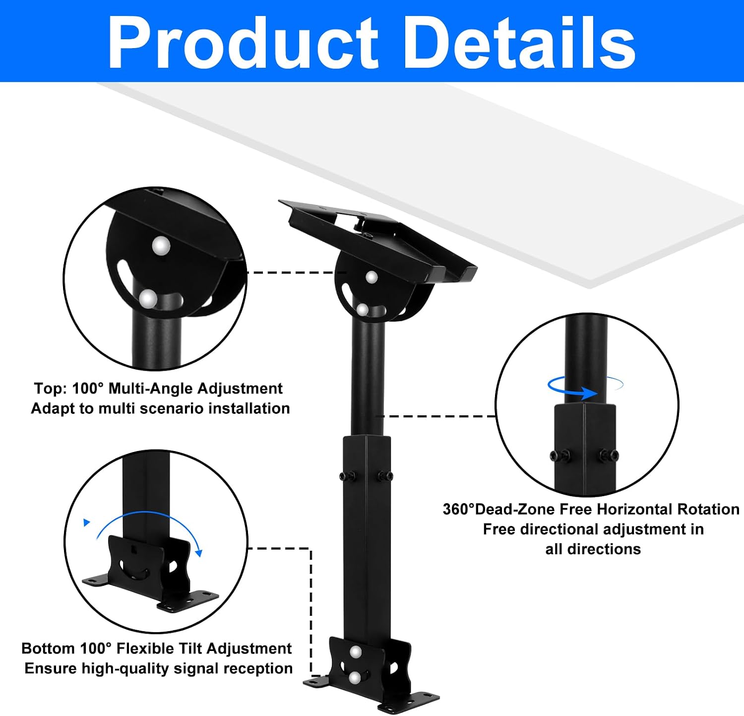Starlink Gen3 4/4X Adjustable Aluminum 360° Rotatable Roof Mount - Image 2