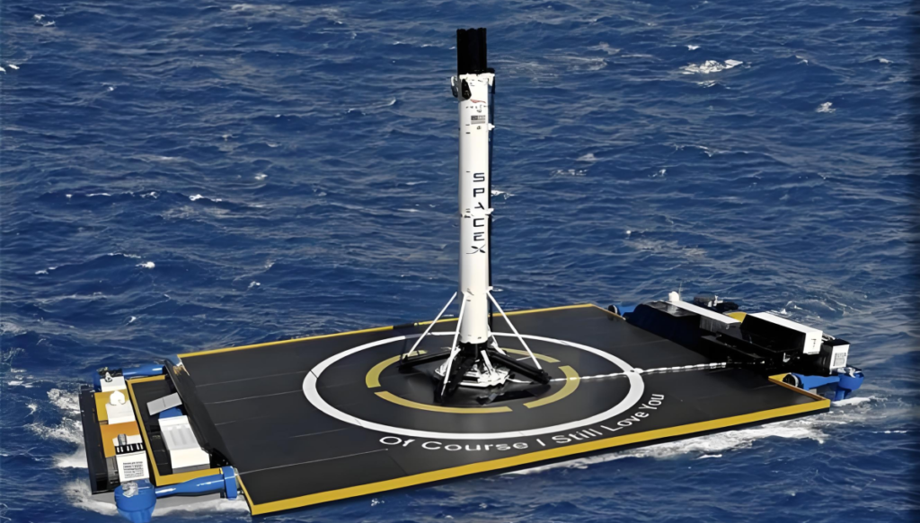 Falcon 9 first stage drone ship landing real photo
